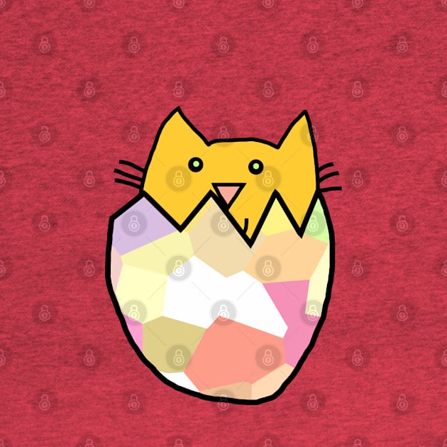 Small Kitty Cat Hatching from Easter Egg by ellenhenryart